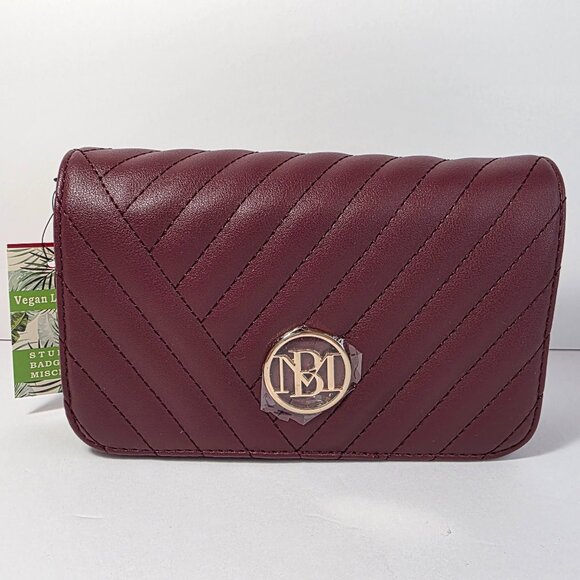 Badgley Mischka Handbags - Studio Badgley Mischka Quilted Wine Crossbody Bag Chain Strap NWT Vegan Leather